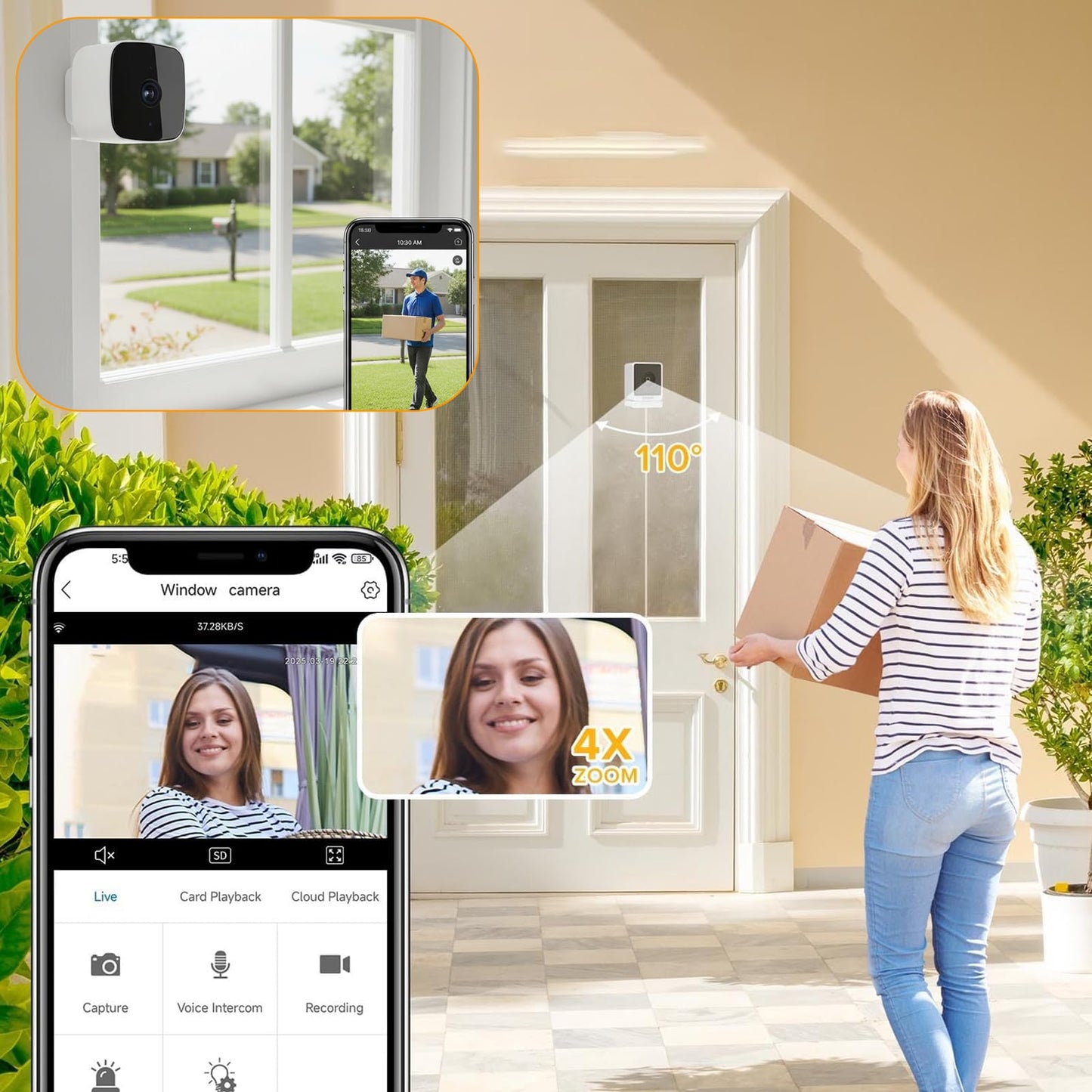 Cámara de Seguridad Inteligente 2K para Ventanas